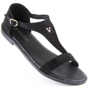 Vinceza W 17270 černé semišové ploché sandály 37