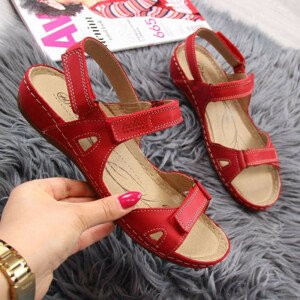 Kožené sandály na suchý zip červené W Helios 205 dámské 39