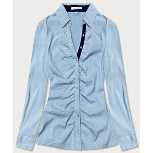 Světle modrá drobně pruhovaná dámská košile (SSY2026) Modrá L (40)