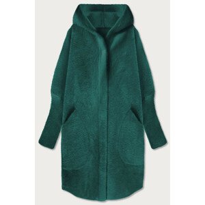 Dlouhý zelený vlněný přehoz přes oblečení typu "alpaka" s kapucí (908) zielony ONE SIZE