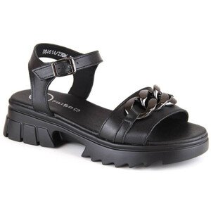 Kožené sandály s řetízkem Filippo DS4614 černé 37