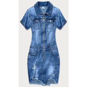 Světle modré džínové šaty s protrženími (GD6622) Modrá M (38)