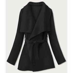 Černý krátký dámský minimalistický kabát (758ART) černá ONE SIZE