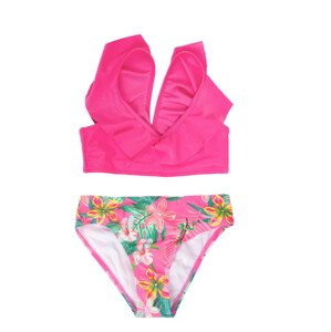 Yoclub Dívčí dvoudílný plavecký kostým LKD-0034G-A100 Pink 128-134
