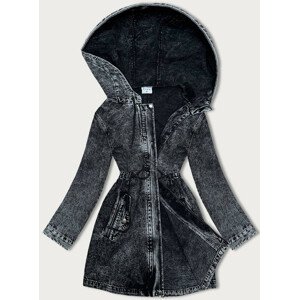 Černá džínová bunda s kapucí (POP7015-K) černá S (36)
