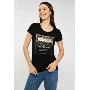 Monnari Trička Dámské tričko s ozdobným panelem Black XL