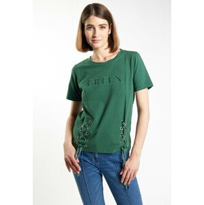 Monnari Trička Dámské tričko s ozdobnou vazbou Bottle Green 2XL