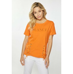 Monnari Trička Dámské tričko s ozdobnou vazbou Orange 2XL