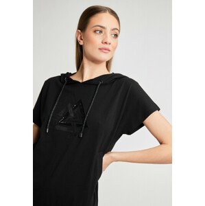 Monnari Trička Dámské tričko s flitrovým vzorem Černá L