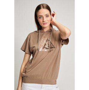 Monnari Trička Dámské tričko s flitrovým vzorem Beige XL