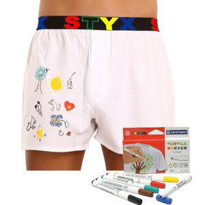 Pánské trenky Styx sportovní guma bílé + fixy na textil (BF1061) XL