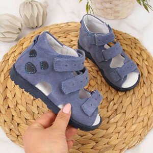 Dětské ortopedické kožené sandály KORORT16 Jeans modrá - Kornecki jeans-modrá 21