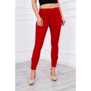 Kalhoty barevné džínové s mašlí červené S-M-L