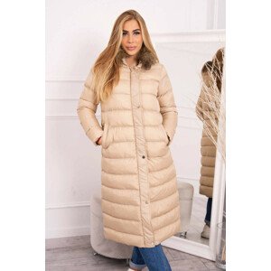 Prošívaná zimní bunda s kapucí béžová L