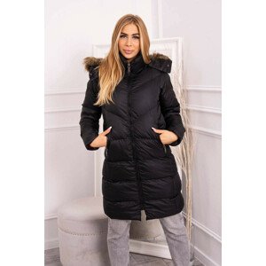 Zimní bunda s kožešinou černá S