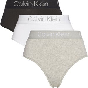 Dámská tanga 3 Pack High Waisted Thongs Body 000QD3757E999 černá/bílá/šedá - Calvin Klein XS