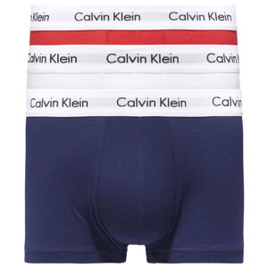 Pánské trenky 3 Pack Low Rise Trunks Cotton Stretch 0000U2664GI03 červená/bílá/modrá - Calvin Klein XS