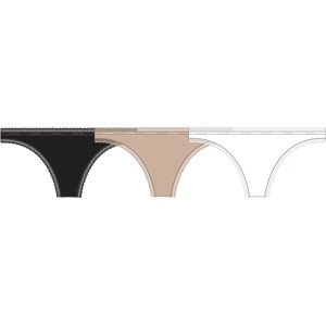 Dámské kalhotky 3 Pack Bikini Briefs Bottoms Up 000QD3804EFIY černá/bílá/hnědá - Calvin Klein XS