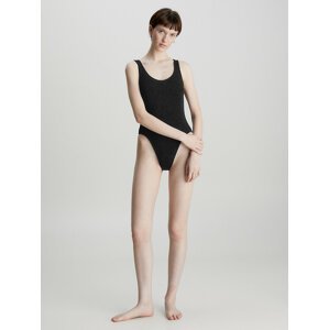 Dámské jednodílné plavky Cut Out Swimsuit CK Texture KW0KW02214BEH černá - Calvin Klein XL