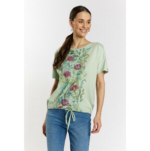 Monnari Halenky Bavlněné tričko s květinovým vzorem Zelená L