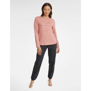 Glam pyžamo 40936-39X Růžová a šedá - Henderson Ladies XL