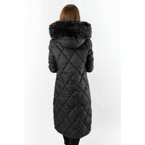 Dlouhá černá dámská zimní bunda s kapucí (7688) černá XL (42)