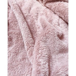 Dámská semišová bunda ramoneska v pudrově růžové barvě s kožešinou (6501BIG) Růžová 50
