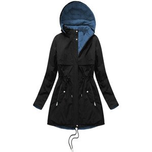 Černo-světle modrá oboustranná dámská zimní bunda s kapucí (W214BIG) Modrá 46
