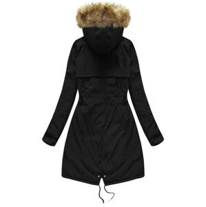 Černo-khaki oboustranná dámská zimní bunda s kapucí (W212) černá S (36)