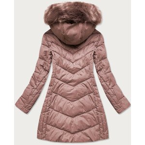 Dlouhá dámská prošívaná zimní bunda ve starorůžové barvě (7689) Růžová S (36)