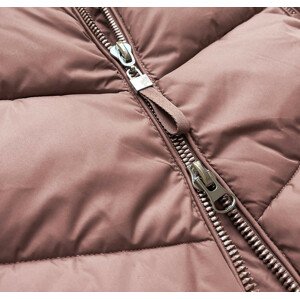 Dlouhá dámská prošívaná zimní bunda ve starorůžové barvě (7689BIG) růžová 54