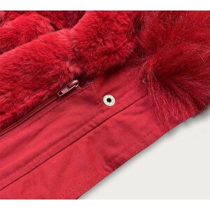 Červená dámská zimní bunda parka s podšívkou a s kapucí (7600) Červená S (36)
