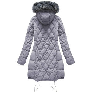 Prošívaná dámská zimní bunda ve vřesové barvě s kapucí (7705BIG) fialová 52