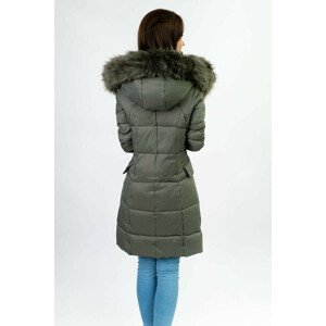 Prošívaná dámská zimní bunda v khaki barvě s kapucí (aura) zielony S (36)