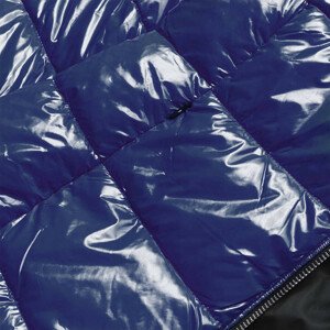 Lakovaná prošívaná dámská bunda v chrpové barvě (7695) Modrá M (38)