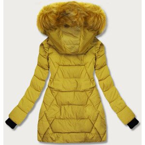 Dámská zimní bunda v hořčicové barvě s kapucí (1969) Žlutá XL (42)