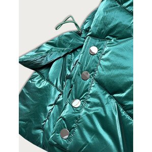 Zelená krátká metalická dámská bunda puffer (OMDL-022) zielony S (36)