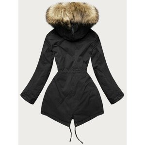 Černá dámská zimní prošívaná bunda s kožešinou (M-137) černá XXL (44)