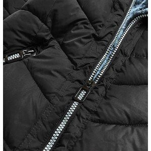 Černá zimní bunda s kapucí a kožešinovou podšívkou (M21007) černá XXL (44)