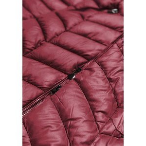Prošívaná dámská bunda ve vínové bordó barvě s kapucí (8916-B) Červená S (36)