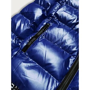 Světle modrá metalická dámská bunda s kapucí (XW808X) Modrá L (40)