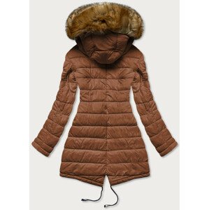 Černo-karamelová oboustranná dámská zimní bunda (M-21508) Hnědá L (40)