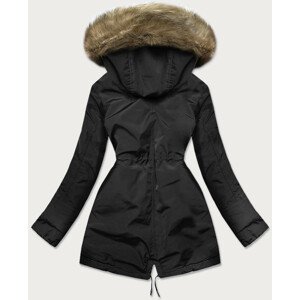 Černo-béžová teplá dámská zimní bunda (W559BIG) Béžová 48