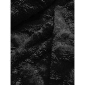 Lesklá černá zimní bunda s mechovitou kožešinou (W674) černá L (40)