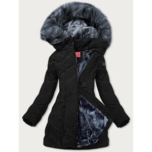 Černá zimní dámská bunda s kapucí (M-21308) černá XXL (44)