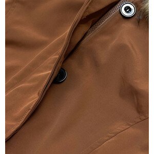 Dámská zimní bunda v karamelové barvě s odepínací kožešinovou podšívkou (M-21005) hnědá S (36)