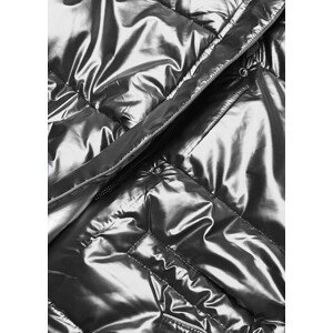 Lesklá šedá dámská péřová bunda (OMDL-016) srebrny XXL (44)