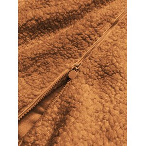 Dámská bunda "beránek" v karamelové barvě s kapucí (H-1030-37) hnědá XXL (44)