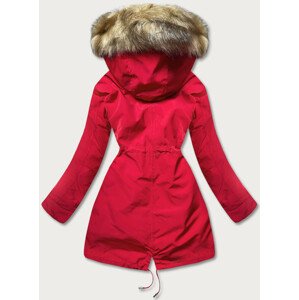 Červeno-ecru teplá dámská zimní bunda (W629) Červená S (36)
