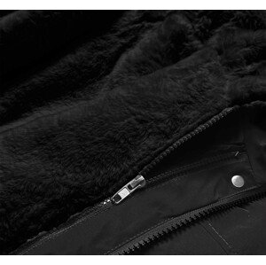 Černo-černá teplá dámská zimní bunda (W629) černá XXL (44)
